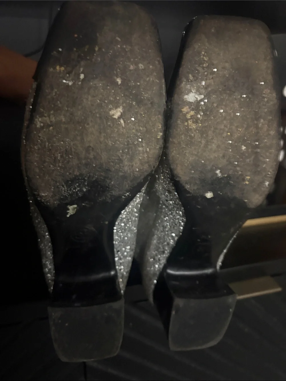 CHANEL AW 2017 Iconic Silver Glitter Black Patent Leather Boot